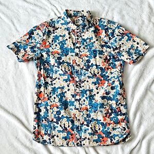 Reef button-up shirt multicolor (blue, orange, yellow, tan) size M